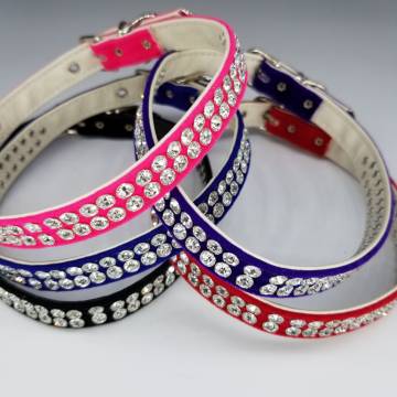 2-Row Velvet Rhinestone Collar